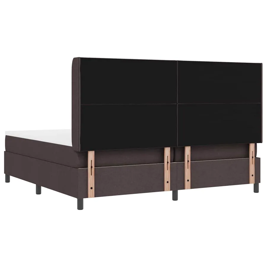 Lit à ressort LED Marron foncé 200 x 200 cm tissu - 10