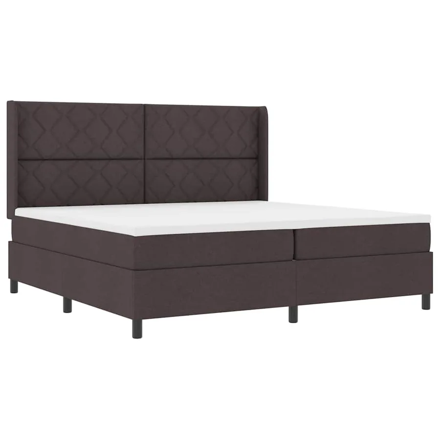 Lit à ressort LED Marron foncé 200 x 200 cm tissu - 2