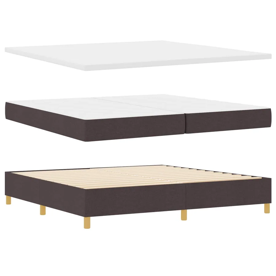 Lit à ressorts avec tête de lit Marron foncé 200 x 200 cm tissu - 5