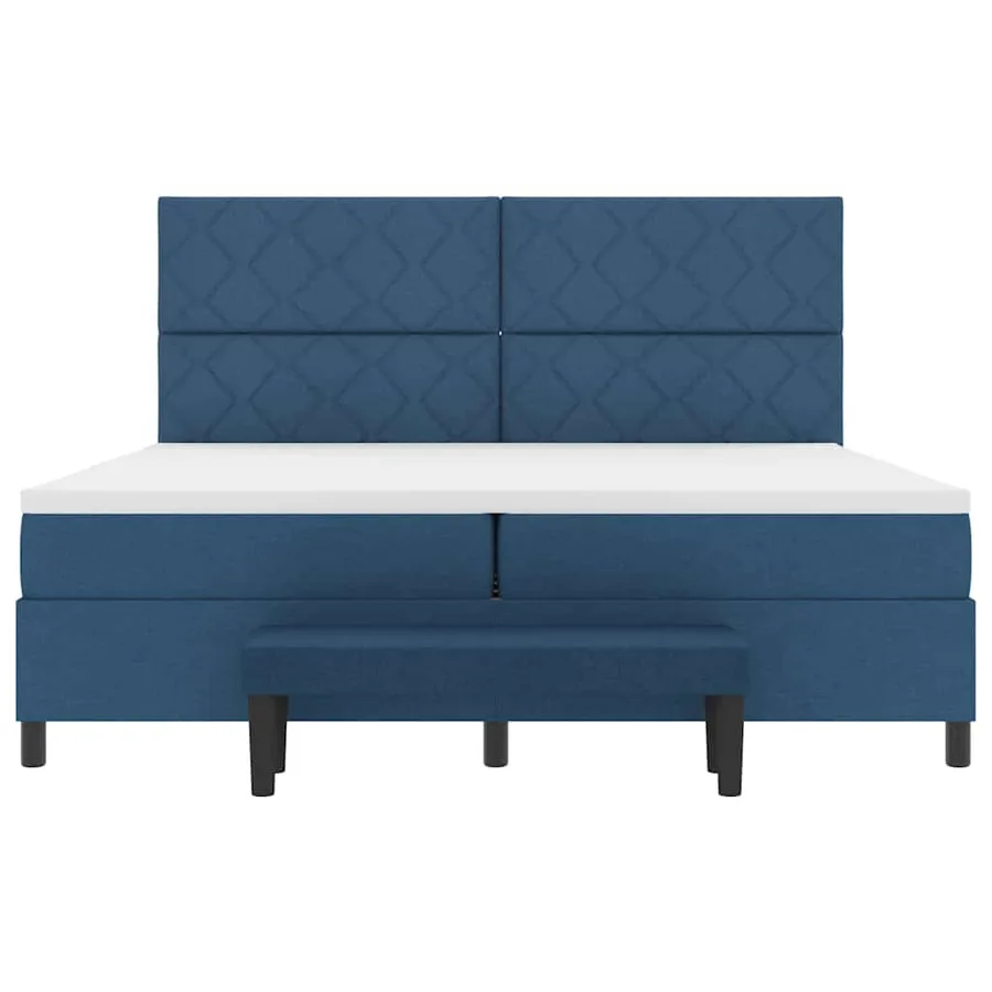 Lit à ressorts avec matelas Bleu 200 x 200 cm tissu - 7