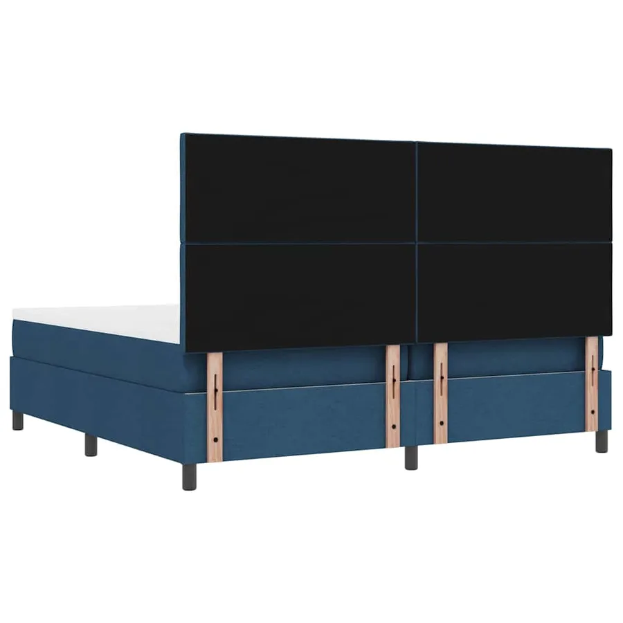 Lit à ressorts avec matelas Bleu 200 x 200 cm tissu - 9