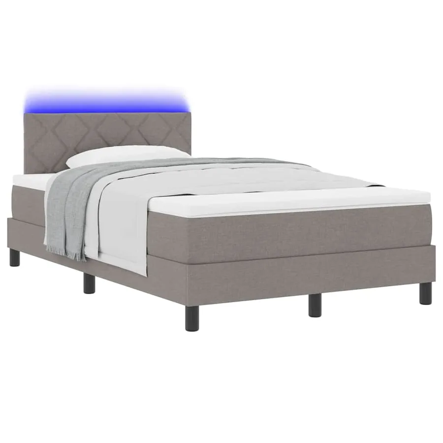 Lit à ressorts avec bandes LED Taupe 120 x 200 cm tissu - 3