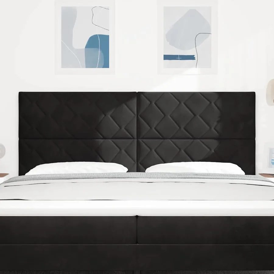 Tête de lit LED Noir 200 cm Velours - 3
