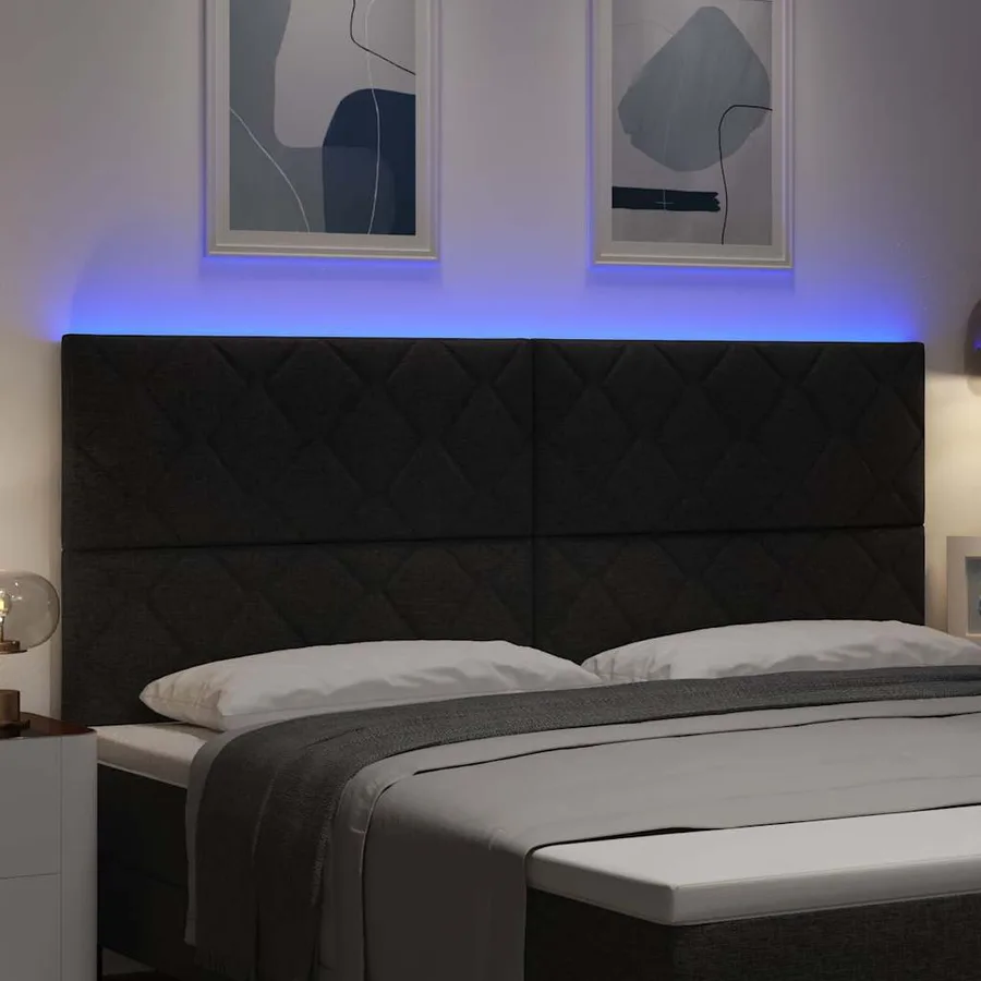 Tête de lit LED Noir 200 cm tissu - 4