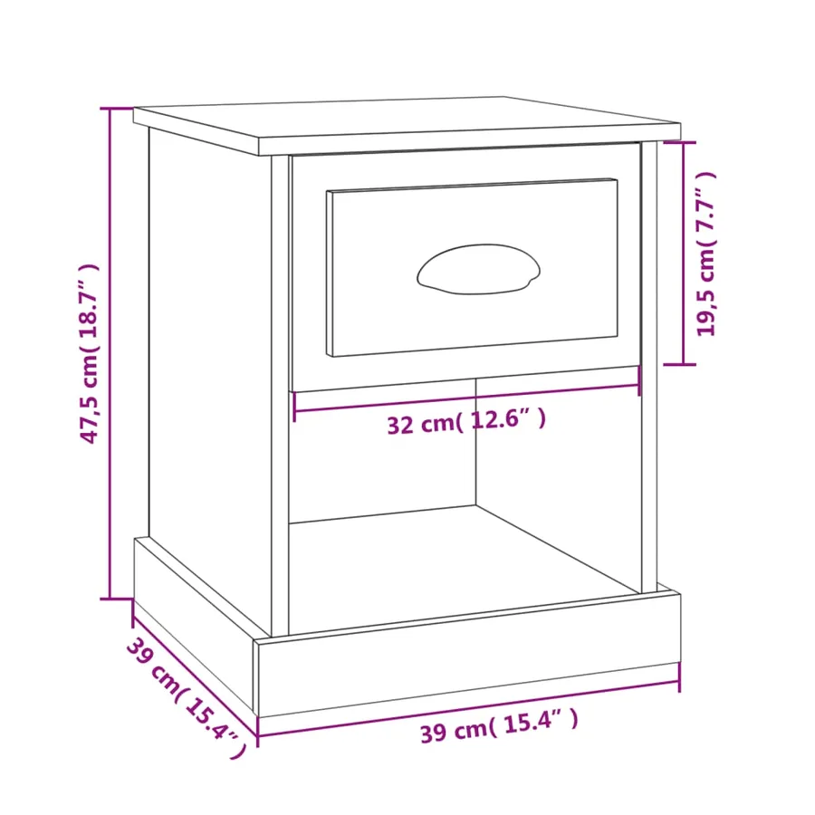 Tables de chevet 2 pcs blanc brillant 39x39x47,5 cm - 11