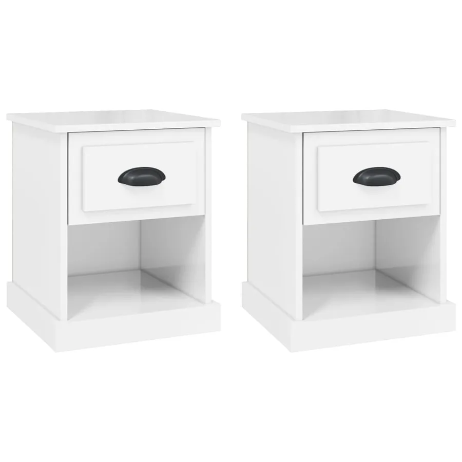 Tables de chevet 2 pcs blanc brillant 39x39x47,5 cm - 2