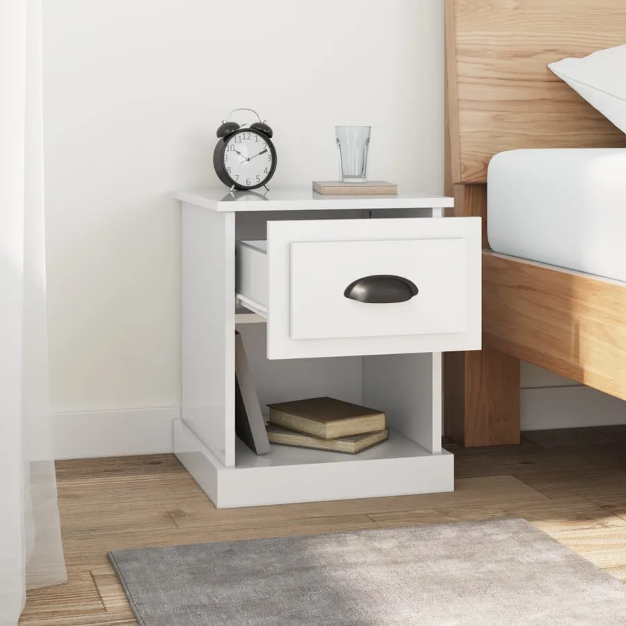 Tables de chevet 2 pcs blanc brillant 39x39x47,5 cm - 4
