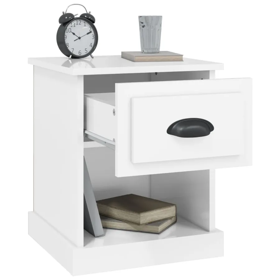 Tables de chevet 2 pcs blanc brillant 39x39x47,5 cm - 6
