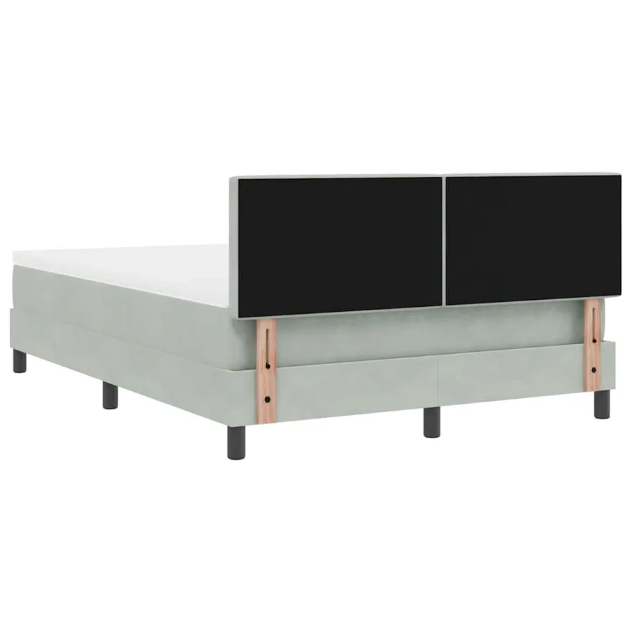Lit à ressort LED Gris clair 140 x 190 cm Velours - 10