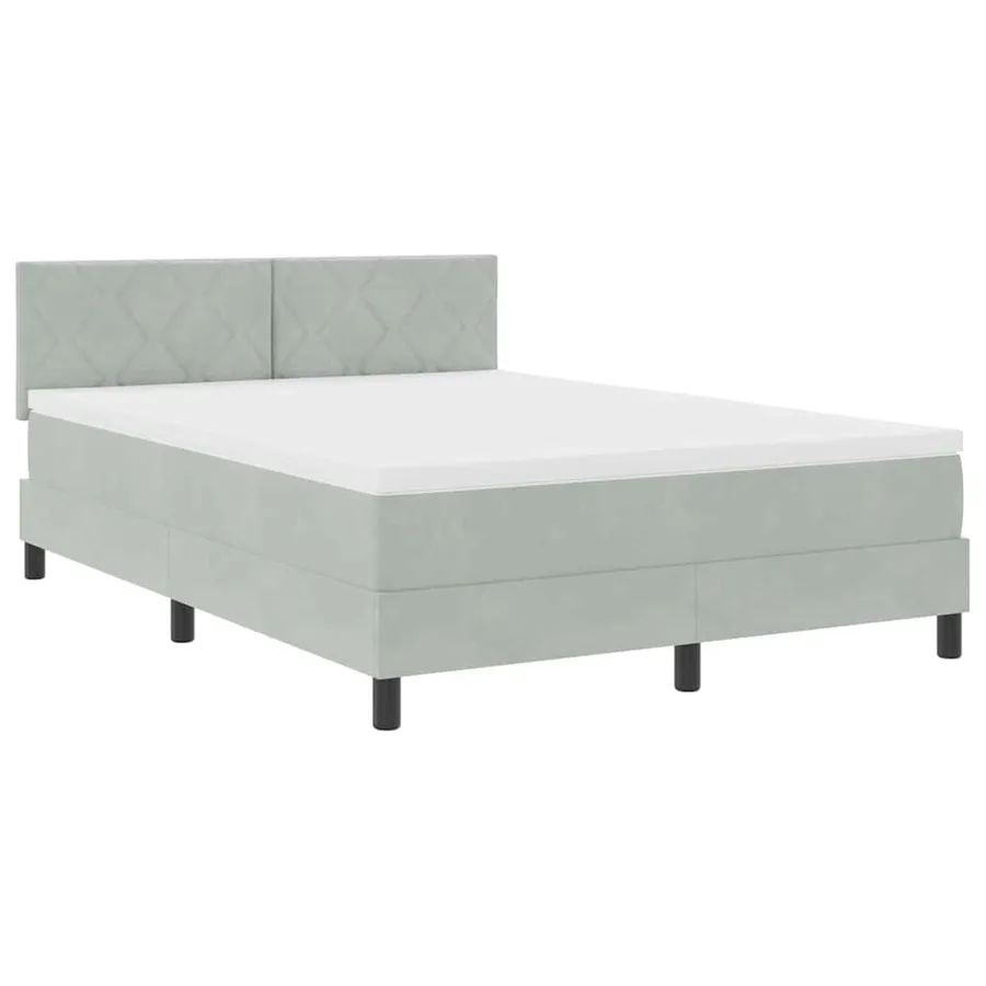 Lit à ressort LED Gris clair 140 x 190 cm Velours - 2
