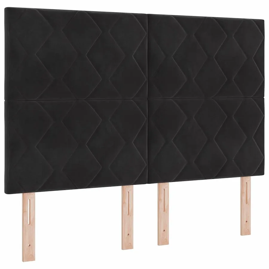 Lit à ressorts avec tête de lit Noir 200 x 140 cm Velours - 6