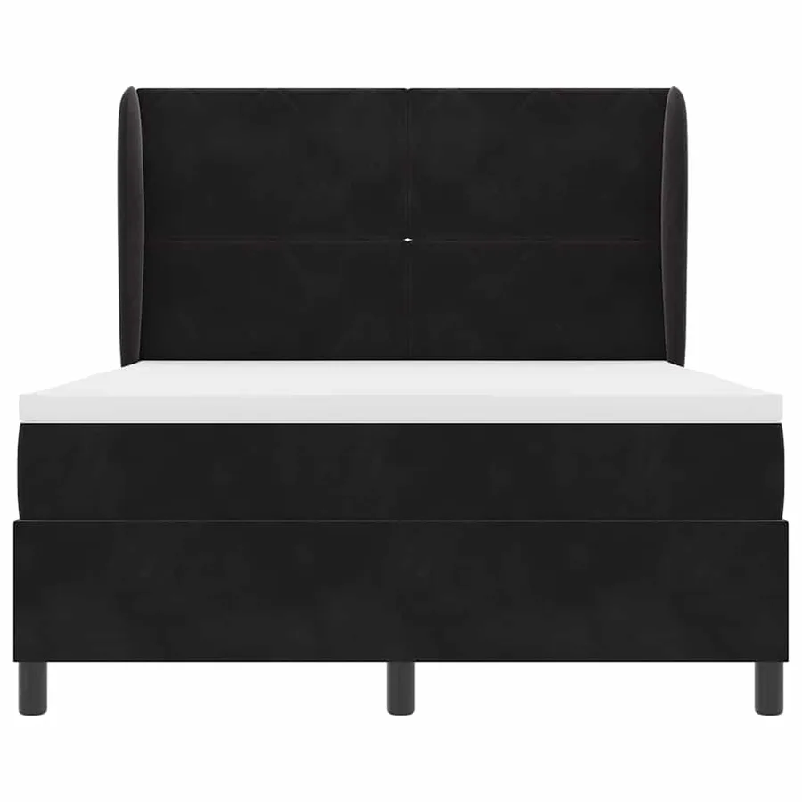 Lit à ressorts avec tête de lit Noir 200 x 140 cm Velours - 7