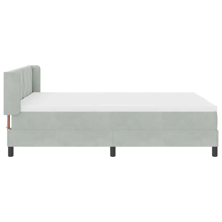 Lit à ressorts avec tête de lit Gris clair 190 x 140 cm Velours - 7