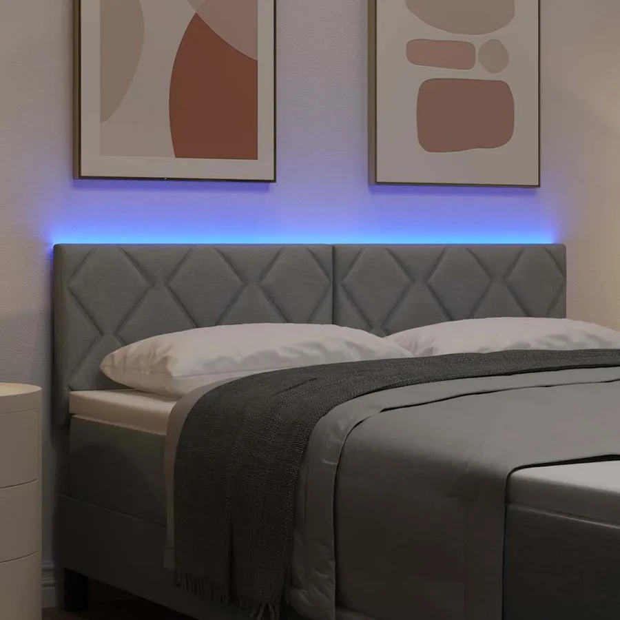 Tête de lit LED Gris clair 160 cm tissu - 4