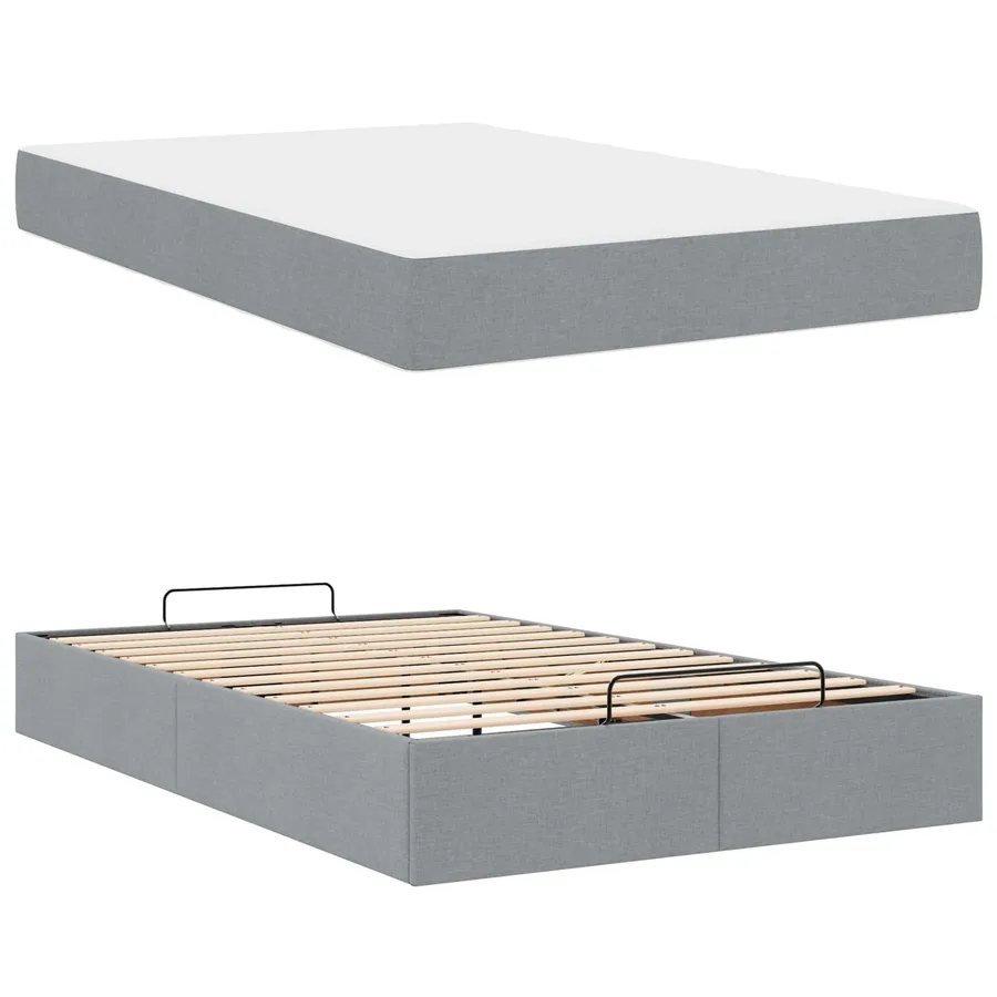 Cadre de lit avec matelas 2 pcs Gris clair tissu - 5