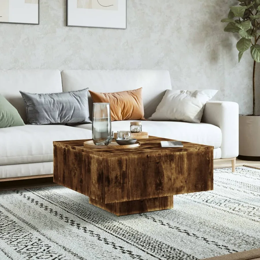 Table basse Chêne fumé 60x60x31,5 cm Bois d'ingénierie - 3