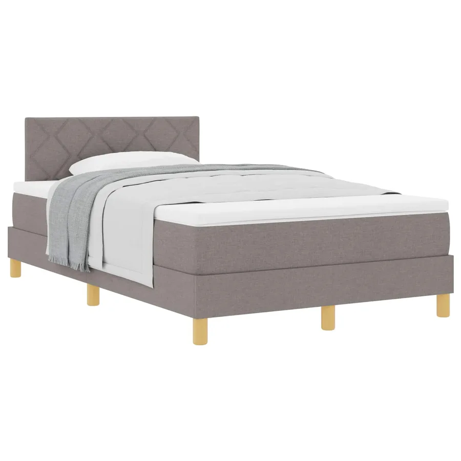 Lit à ressorts avec coussin Taupe 120 x 190 cm tissu - 2