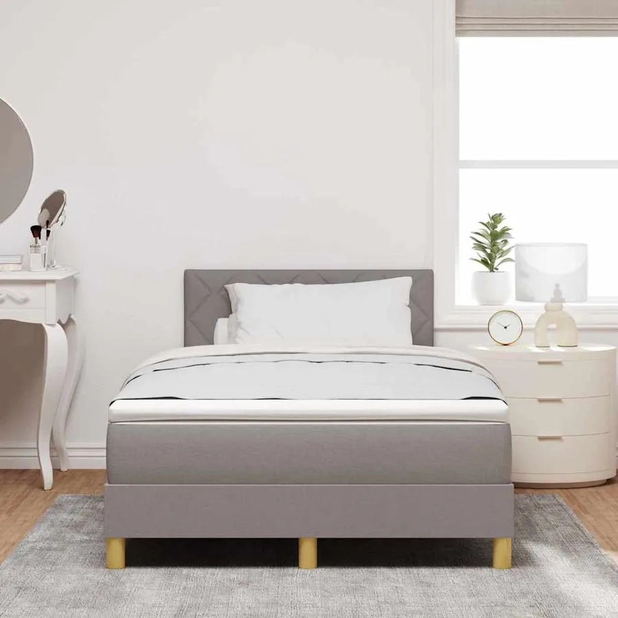 Lit à ressorts avec coussin Taupe 120 x 190 cm tissu - 3
