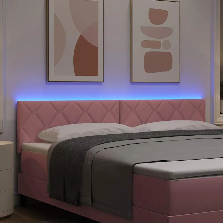 Tête de lit LED Rose 180 cm Velours - 4