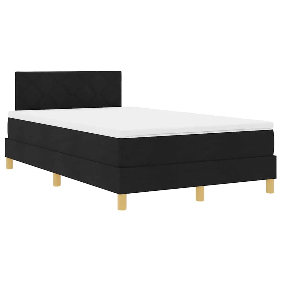 Lit à ressorts avec coussin Noir 120 x 190 cm tissu - 4