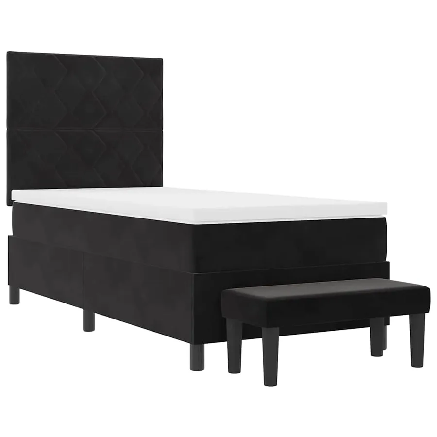 Lit à ressorts avec tête de lit Noir 190 x 90 cm Velours - 7