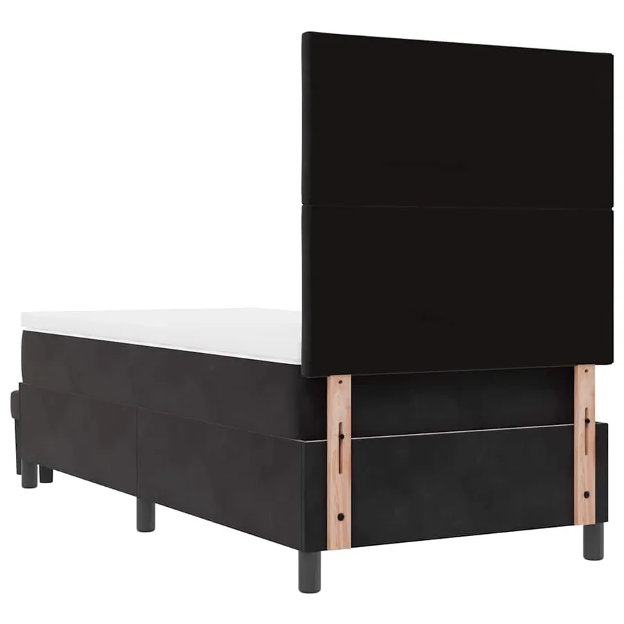 Lit à ressorts avec tête de lit Noir 190 x 90 cm Velours - 8