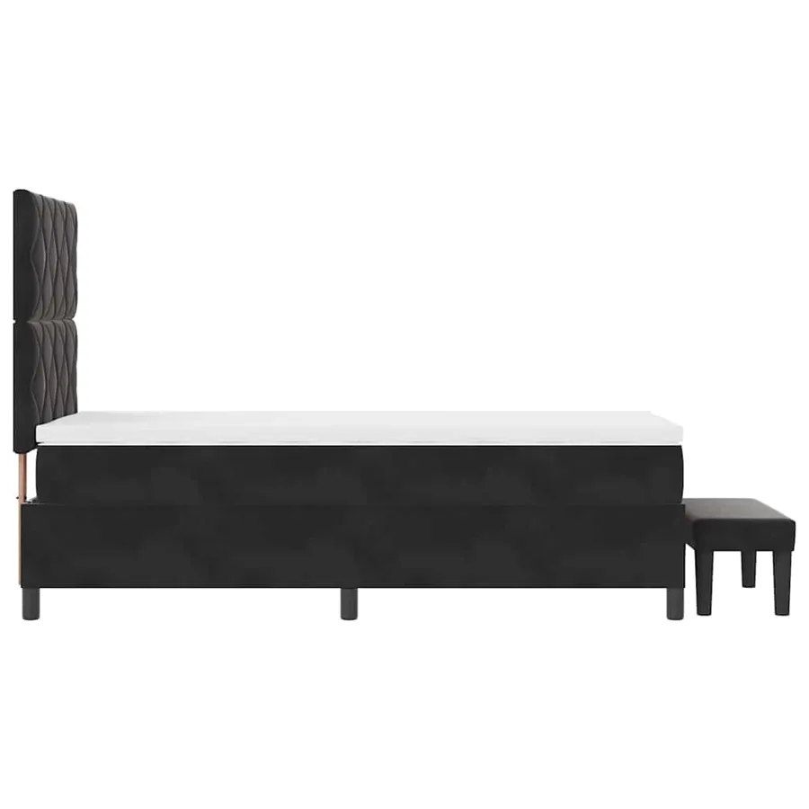 Lit à ressorts avec tête de lit Noir 190 x 90 cm Velours - 9
