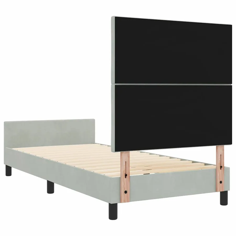 Lit à ressorts avec tête de lit Gris clair 90 x 200 cm Velours - 9
