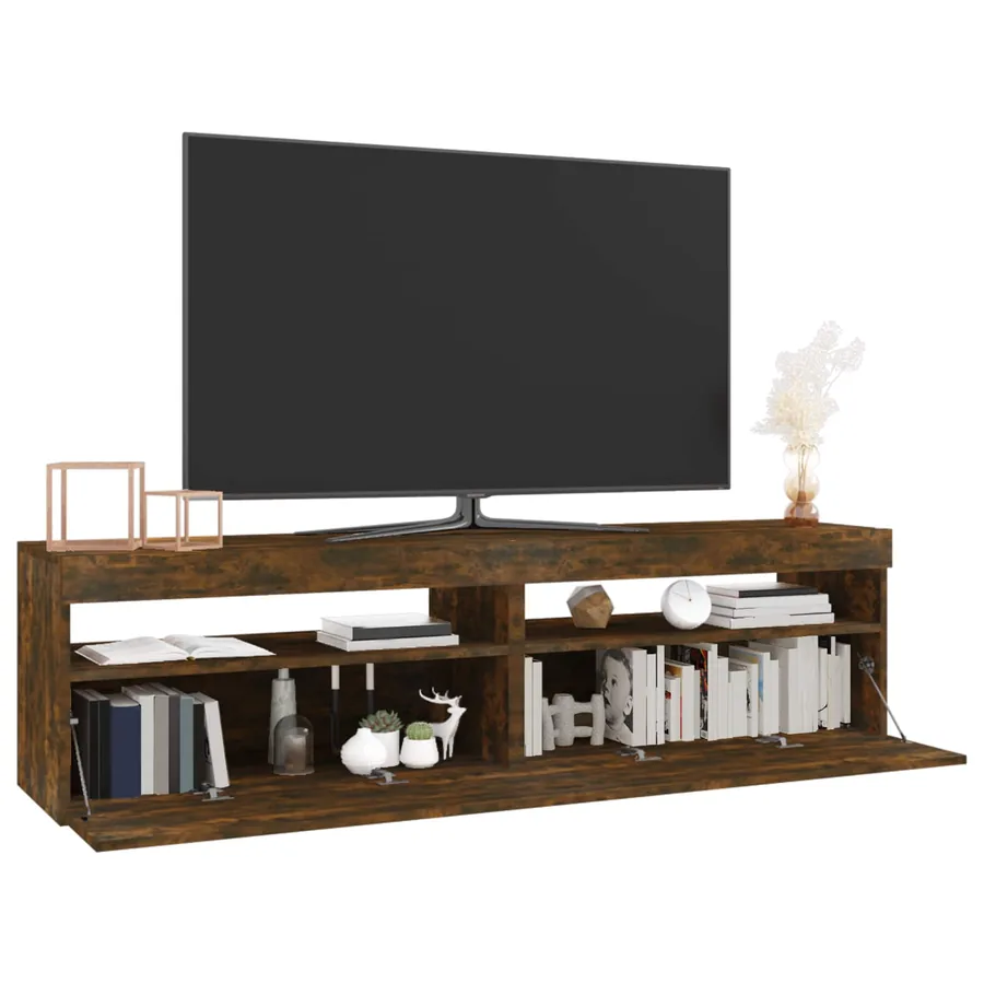 Meubles TV avec lumières LED 2 pcs Chêne fumé 75x35x40 cm - 2