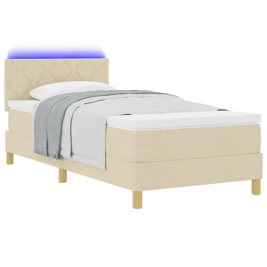 Lit à ressort LED avec bandes LED Crème 90 x 200 cm tissu - 3