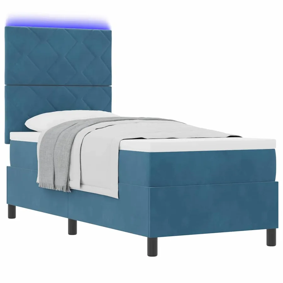 Lit à ressort LED Bleu foncé 80 x 200 cm Velours - 3