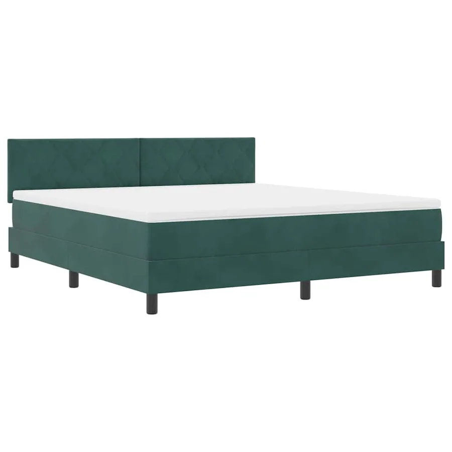 Lit à ressort LED avec matelas Vert foncé 180 x 200 cm Velours - 2