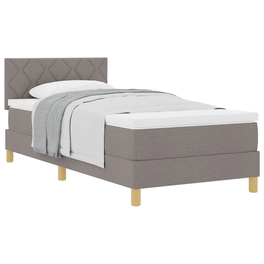 Lit à ressorts avec coussin Taupe 90 x 200 cm tissu - 2