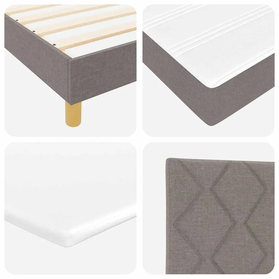 Lit à ressorts avec coussin Taupe 90 x 190 cm tissu - 10