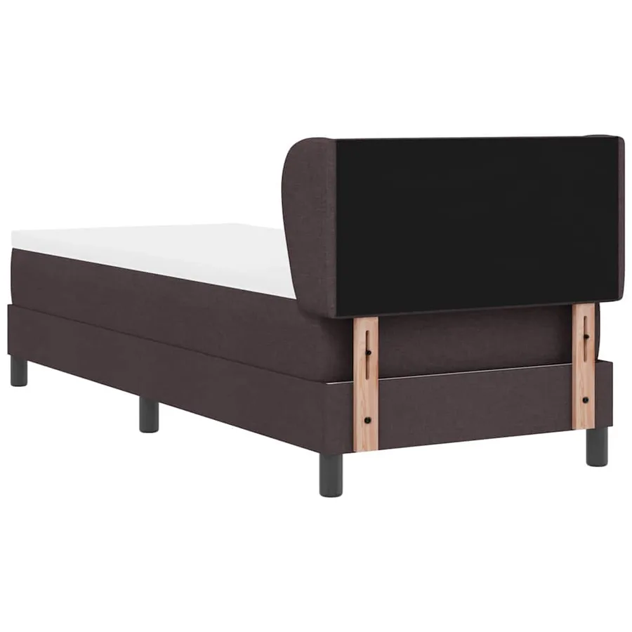 Lit à ressorts avec tête de lit Marron foncé 80 x 200 cm tissu - 9