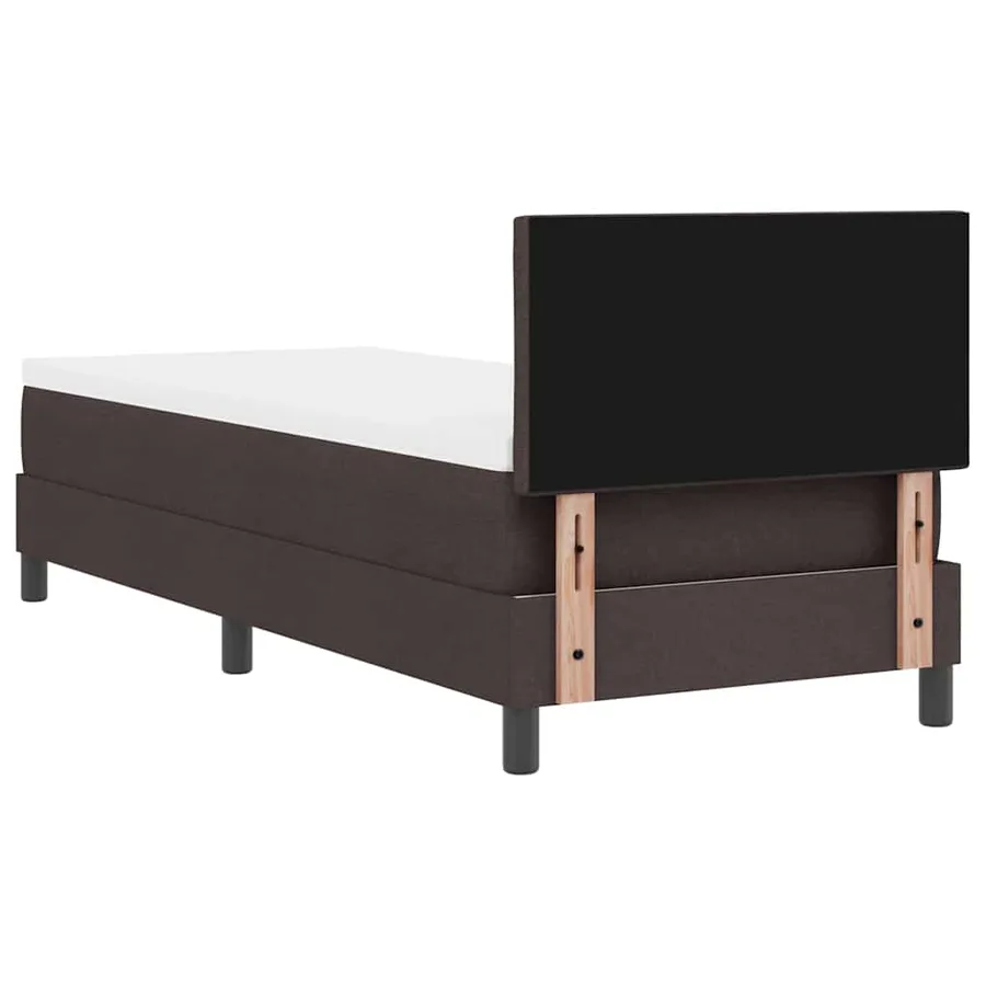 Lit à ressorts avec tête de lit Marron foncé 80 x 200 cm tissu - 9