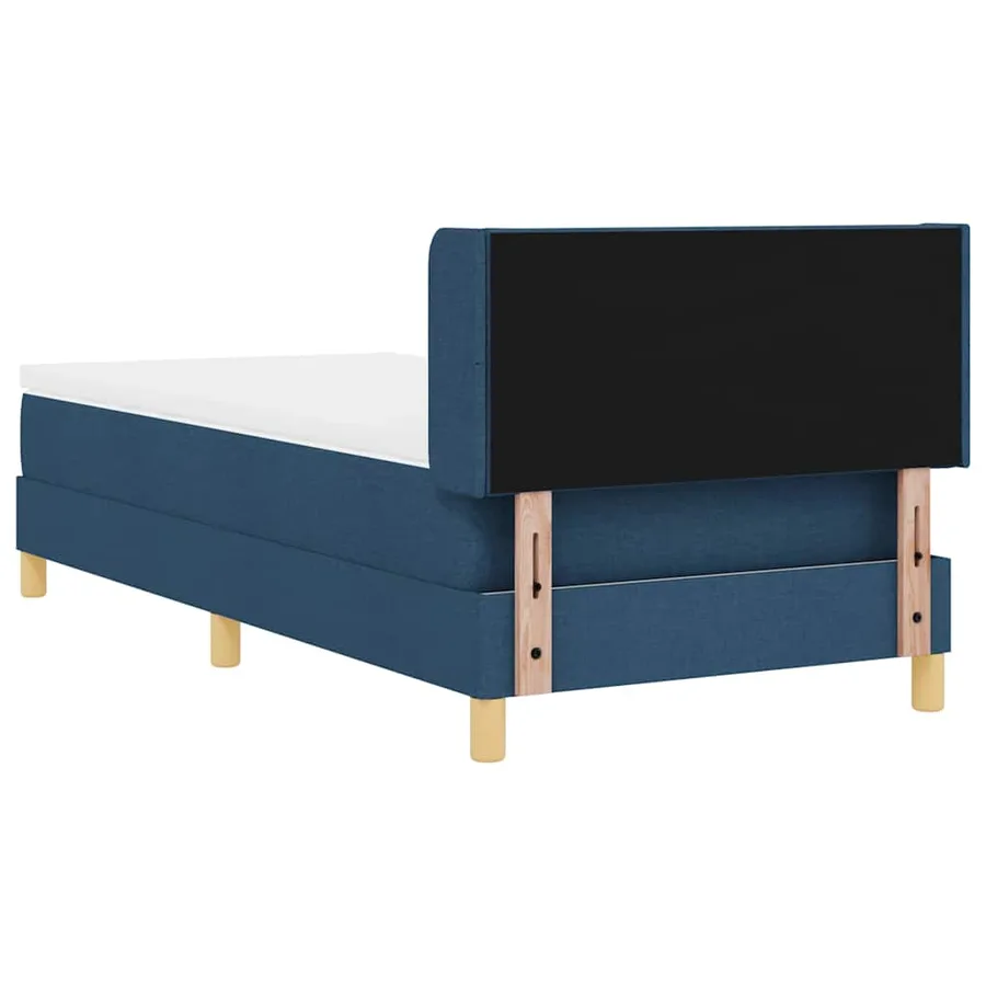 Lit à ressorts avec tête de lit Bleu 200 x 90 cm tissu - 9