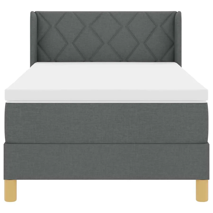 Lit à ressorts avec tête de lit Gris foncé 200 x 90 cm tissu - 7
