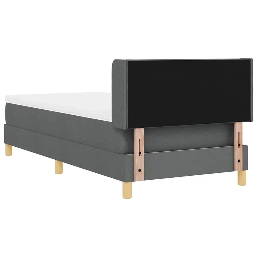 Lit à ressorts avec tête de lit Gris foncé 200 x 90 cm tissu - 9
