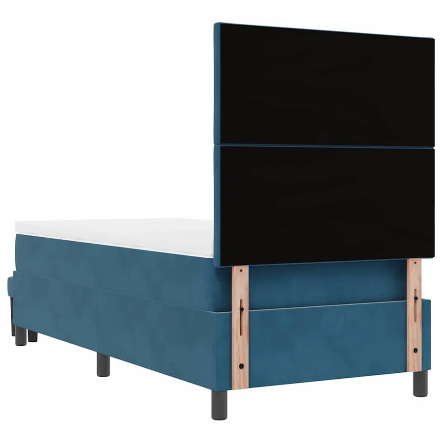 Lit à ressorts avec tête de lit Bleu foncé 200 x 100 cm Velours - 8