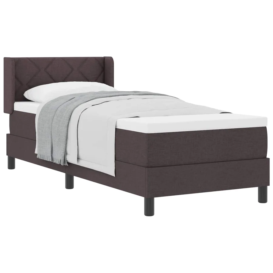 Lit à ressorts avec coussin Marron foncé 200 x 80 cm tissu - 2