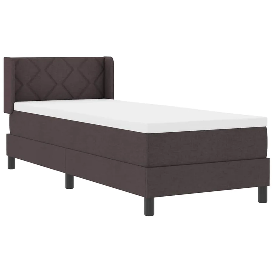Lit à ressorts avec coussin Marron foncé 200 x 80 cm tissu - 6