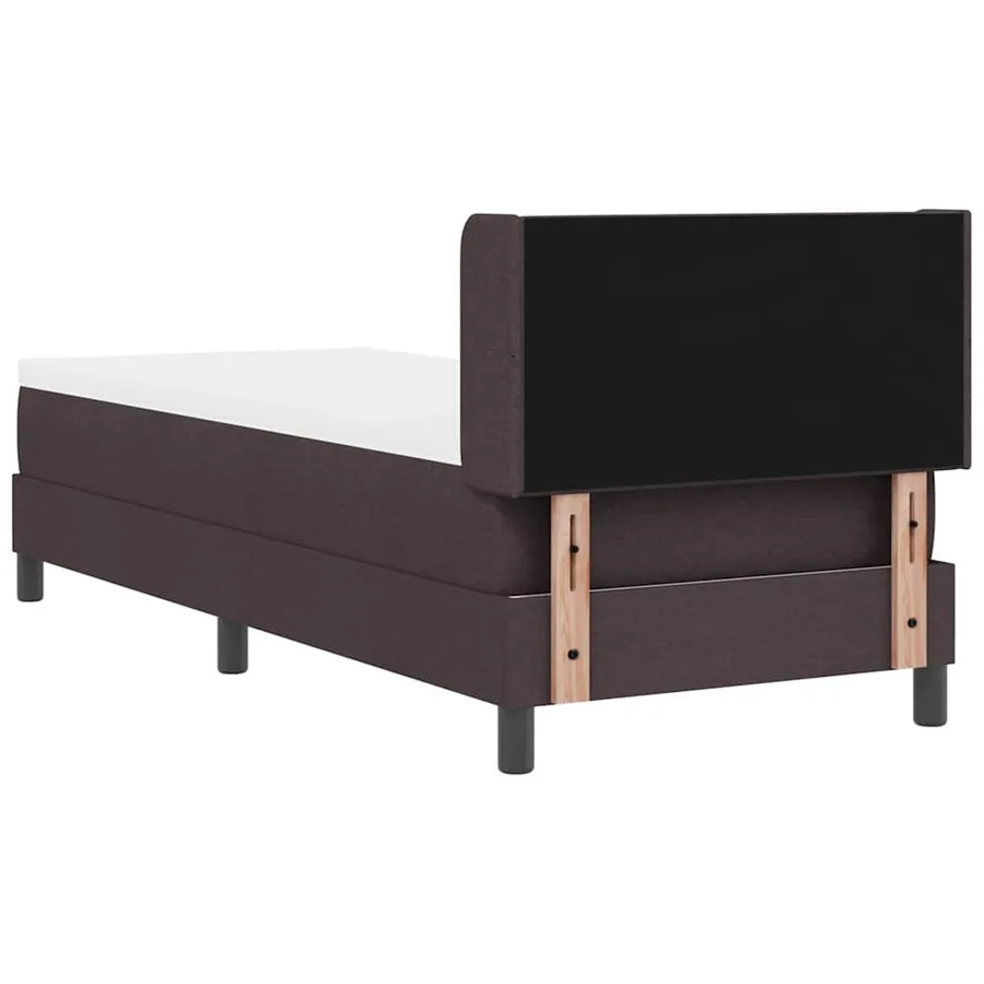 Lit à ressorts avec coussin Marron foncé 200 x 80 cm tissu - 9