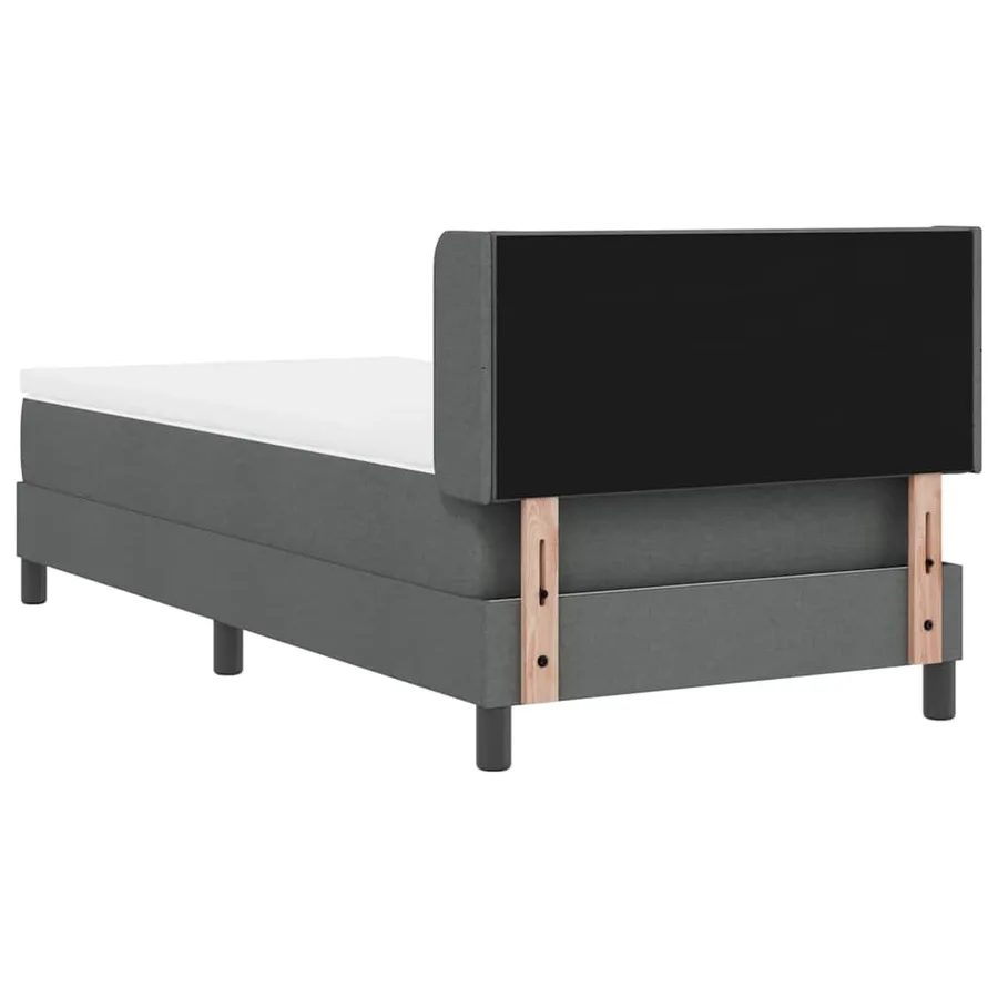 Lit à ressorts avec tête de lit Gris foncé 190 x 90 cm tissu - 9