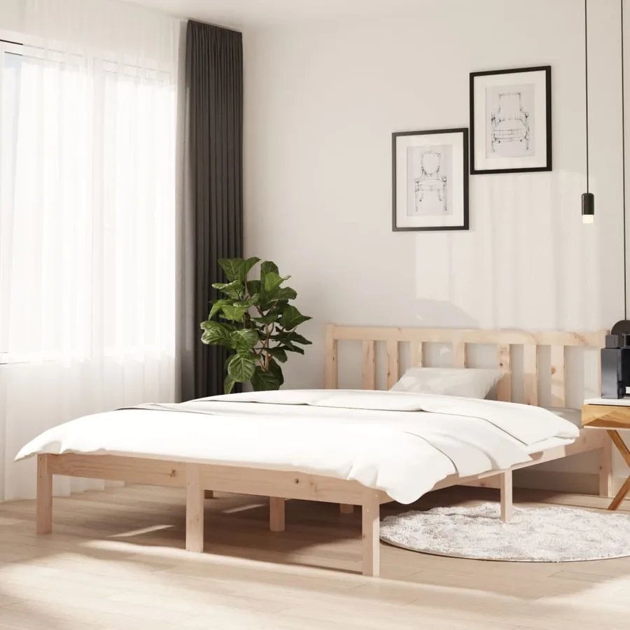 Cadre de lit sans matelas bois massif 135x190 cm