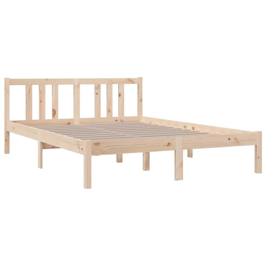 Cadre de lit sans matelas bois massif 135x190 cm - 3