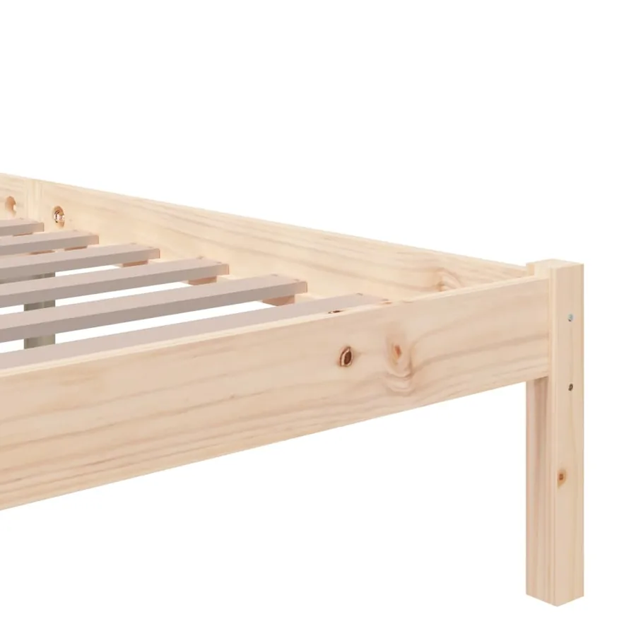 Cadre de lit sans matelas bois massif 135x190 cm - 6