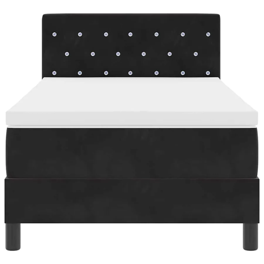 Lit à ressorts avec matelas Noir 90 x 200 cm Velours - 7