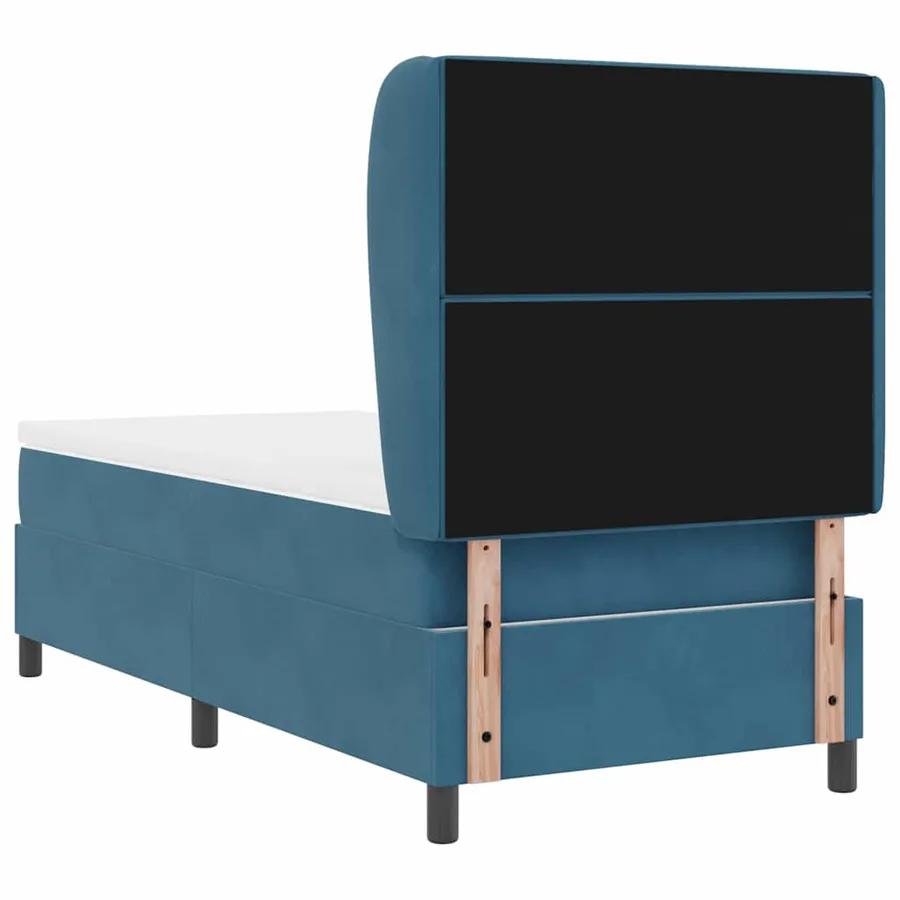 Lit à ressorts avec matelas Bleu foncé 200 x 90 cm Velours - 9