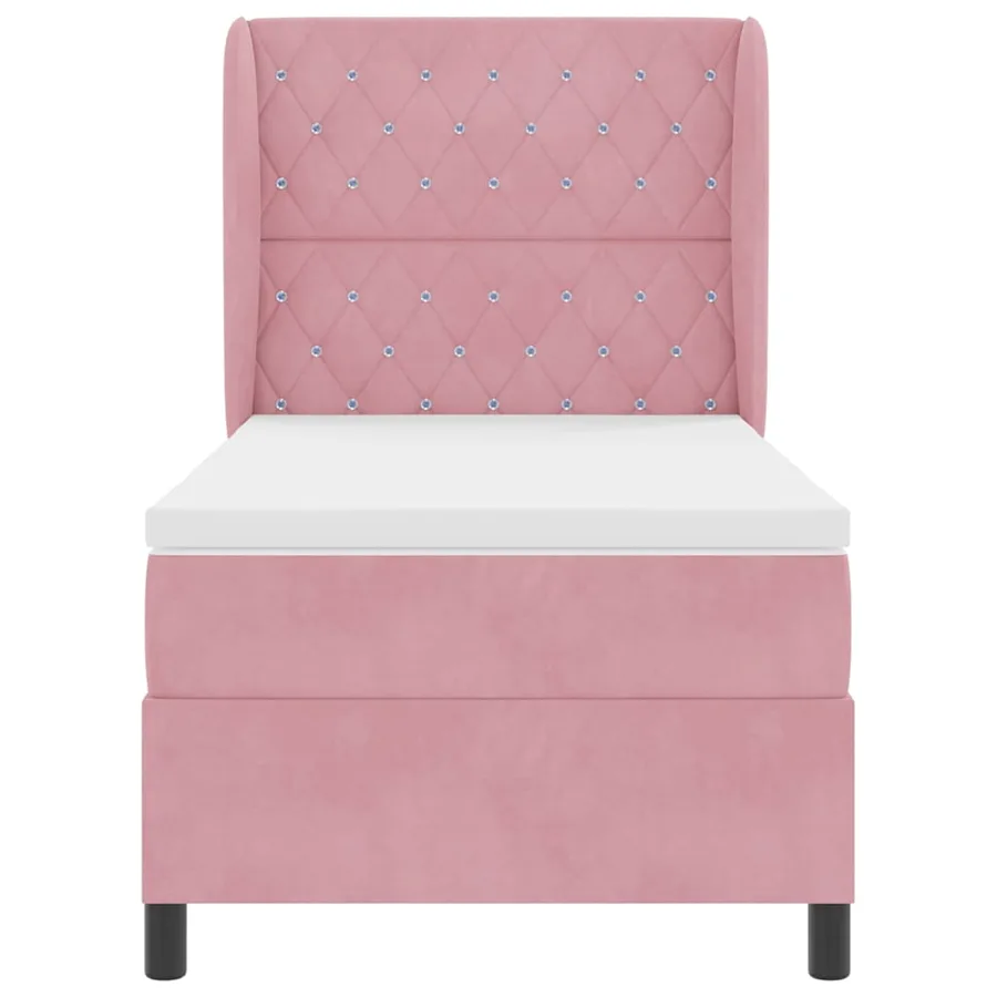 Lit à ressorts avec matelas Rose 190 x 90 cm Velours - 7